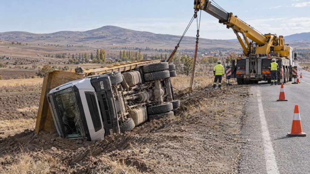 Kulu Tır Kazası: Hafriyat Yüklü Tır Devrildi, Sürücü Yaralandı